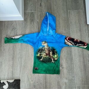 Kids Blue & Green Dinosaur Hoodie
